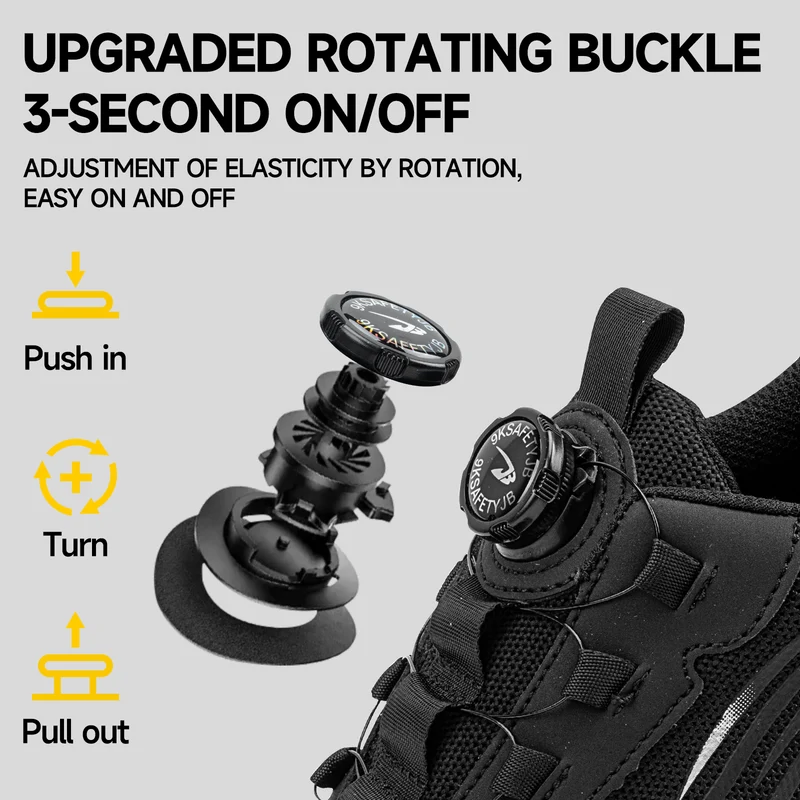Steel Toe Safety Shoes with Rotary Buckle