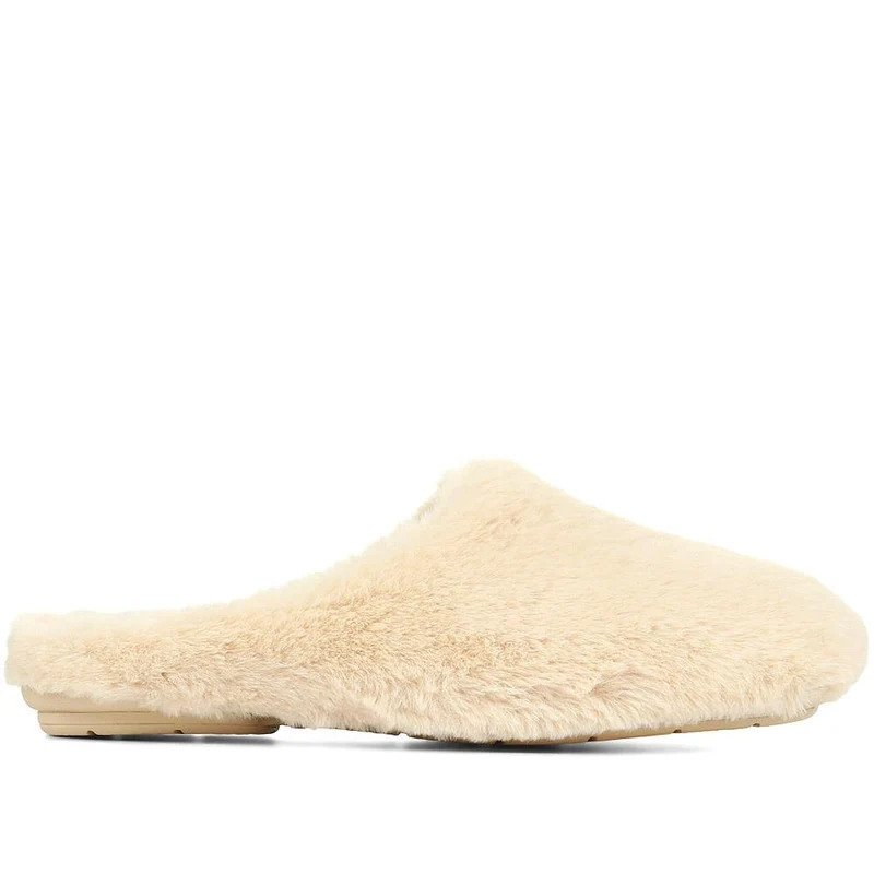 Camile Faux-Fur Mule Slippers - CAMILE / 321 821 - Beige