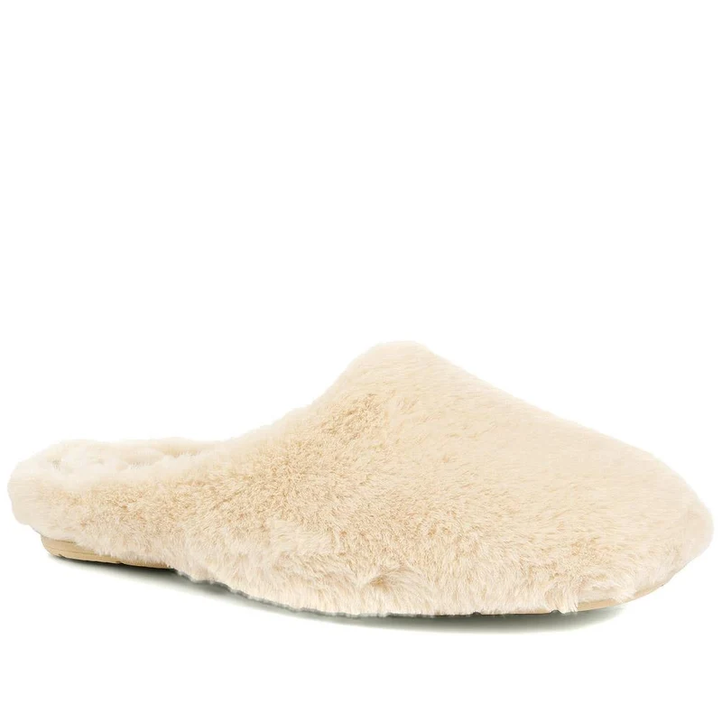 Camile Faux-Fur Mule Slippers - CAMILE / 321 821 - Beige
