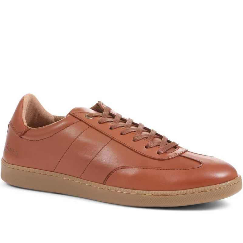 Shrewsbury Leather Lace-Up Trainers - SHREWSBURY / 322 597 - Cognac