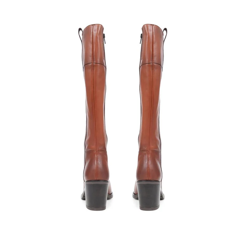 CARMINE Leather Knee High Boots - CARMINE / 324 307 - Brown