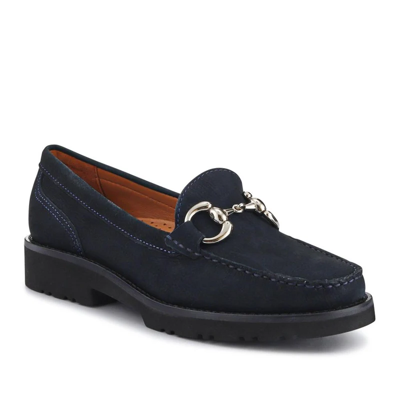 Orlana Leather Slip-On Moccasins - ORLANA / 327 593 - Navy