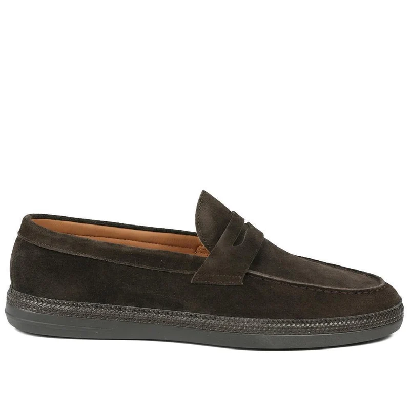 Roderic Leather Penny Loafers - RODERIC / 328 784 - Brown Suede