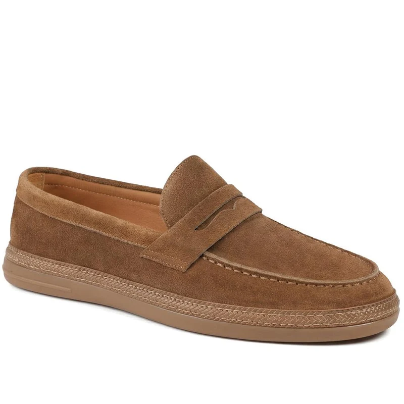 Roderic Leather Penny Loafers - RODERIC / 328 784 - Tan Suede