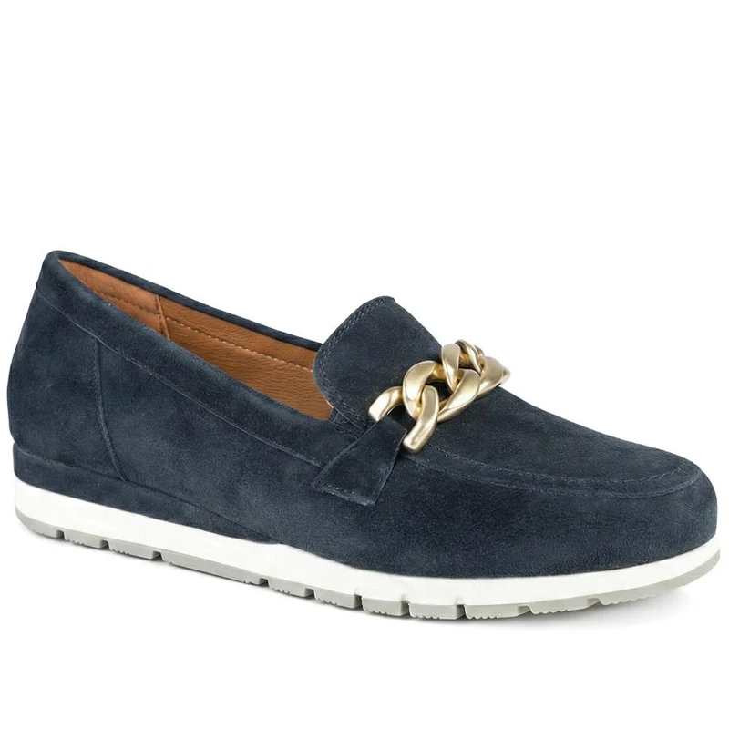 Orsa Leather Chain Detail Loafers - ORSA / 329 027 - Navy