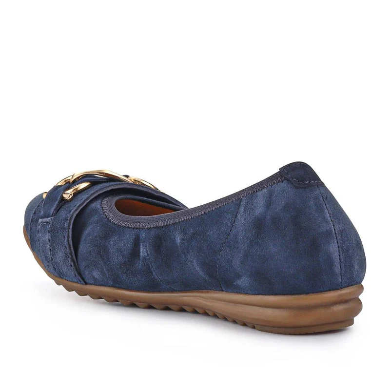 Yvette Leather Wide-Fit Ballet Pumps - YVETTE / 326 959 - Navy Suede