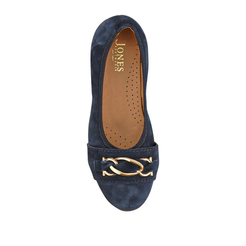 Yvette Leather Wide-Fit Ballet Pumps - YVETTE / 326 959 - Navy Suede
