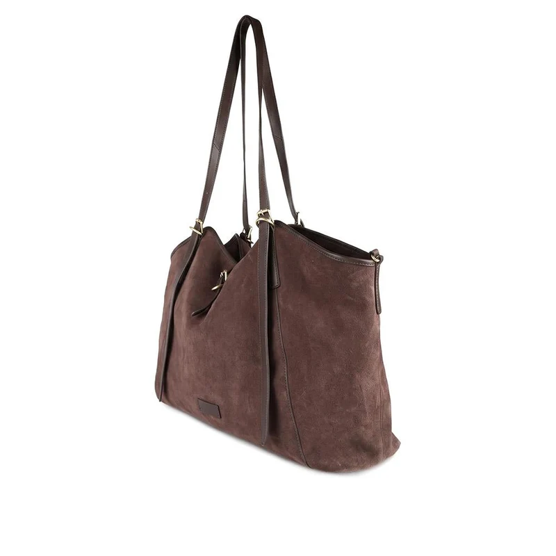 Vina Leather Buckle Fasten Shoulder Bag - VINA / 330 383 - Choco Suede