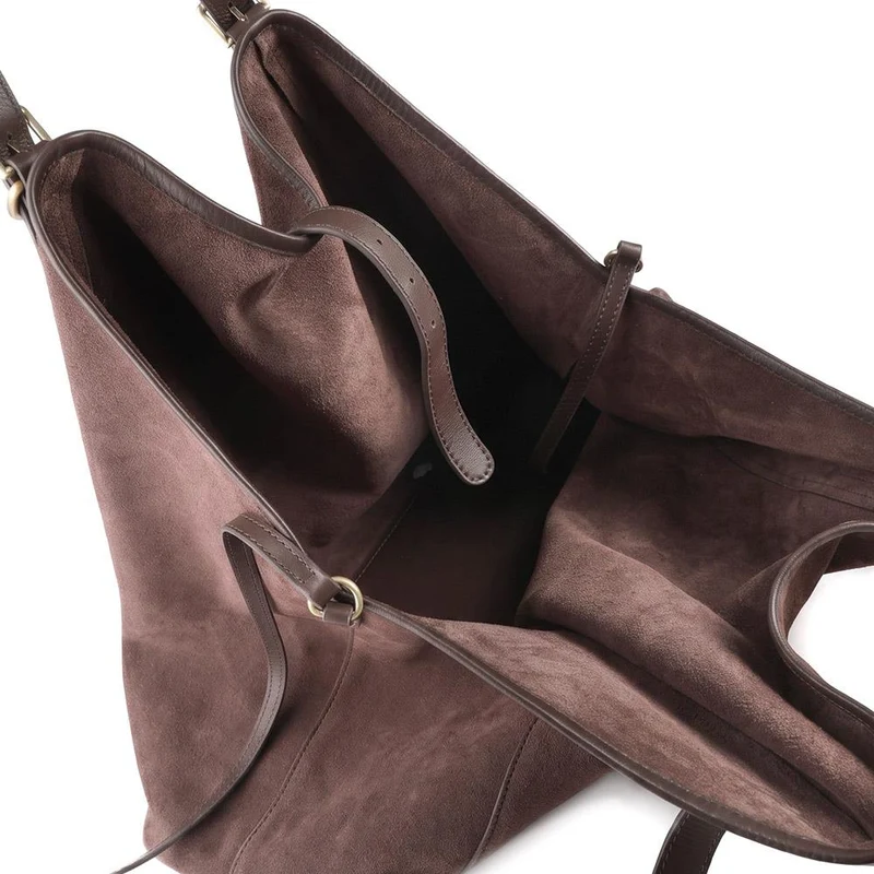 Vina Leather Buckle Fasten Shoulder Bag - VINA / 330 383 - Choco Suede