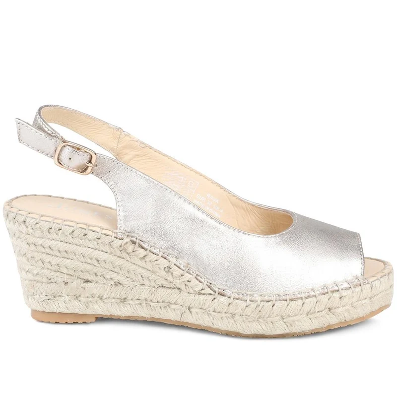 Raya Leather Slingback Wedge Espadrilles - RAYA / 329 133
