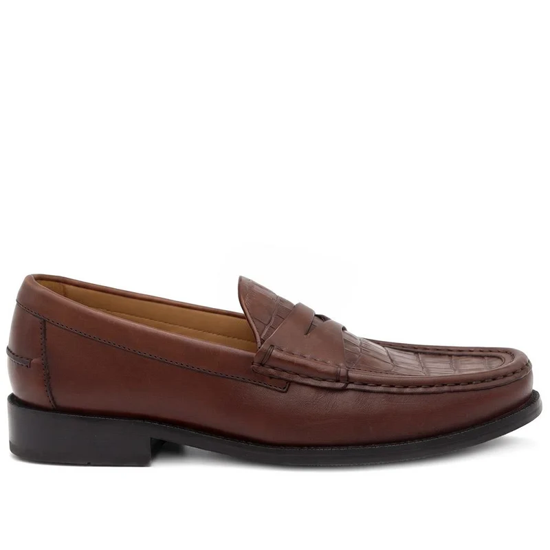 Romsey Leather Penny Loafers - ROMSEY / 329 957 - Tan Croc
