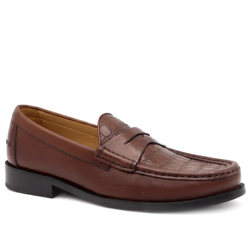 Romsey Leather Penny Loafers - ROMSEY / 329 957 - Tan Croc