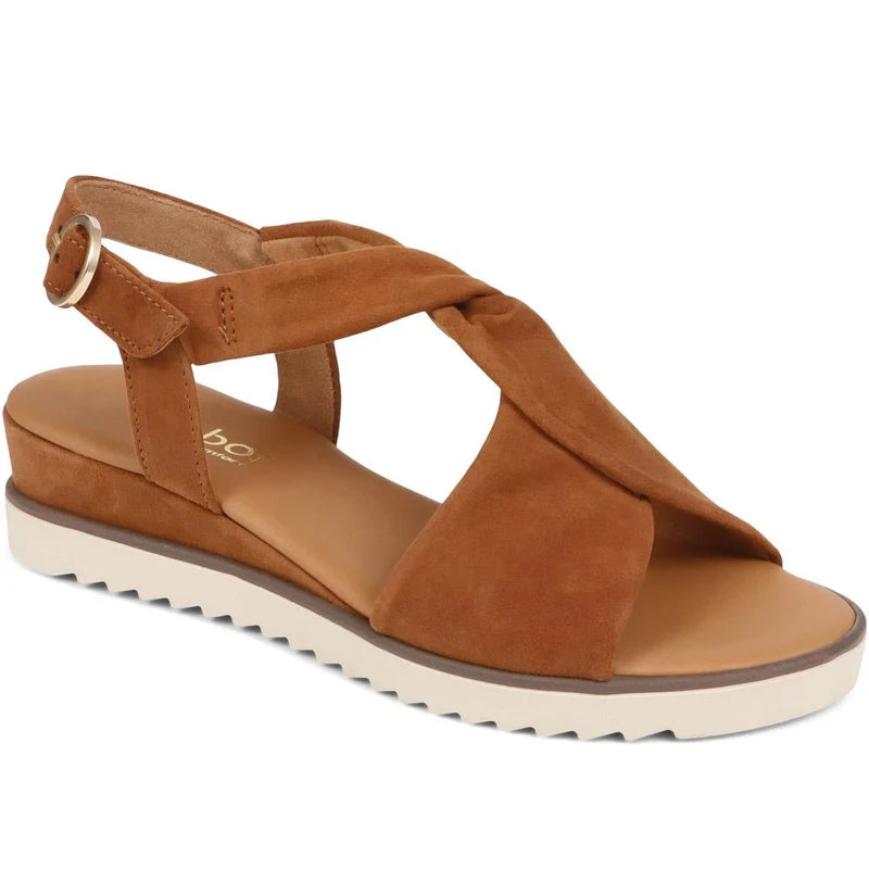 Gabor Rich Wide Fit Leather Twist-Front Sandals - GAB31514 / 317 898 - Tan