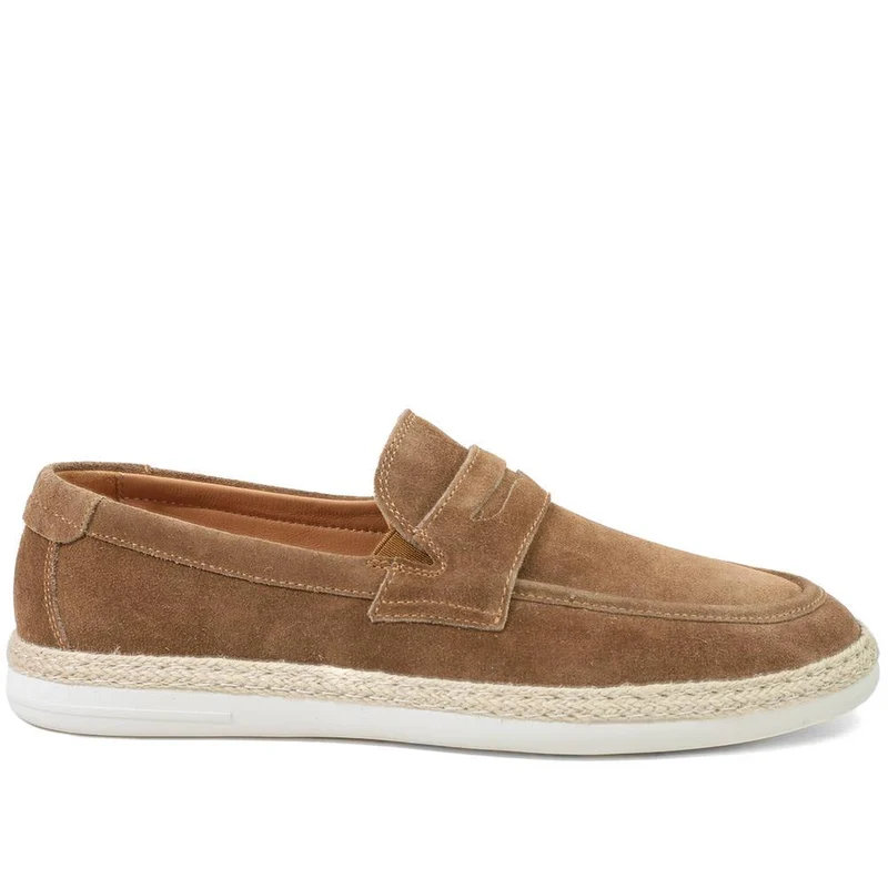 Redhill Leather Casual Slip On Shoes - REDHILL / 328 785 - Tan Suede