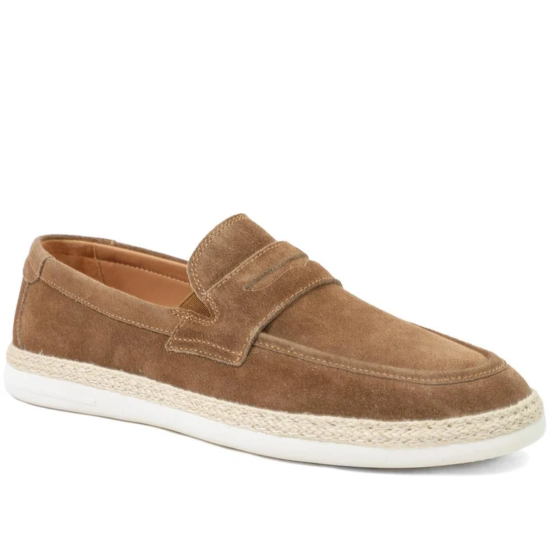 Redhill Leather Casual Slip On Shoes - REDHILL / 328 785 - Tan Suede