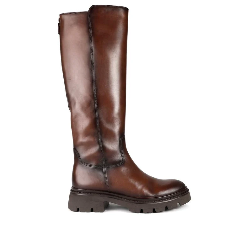 Gabor Leather Chunky Sole Long Boots - GAB44504 / 330 012 - Cognac Leather