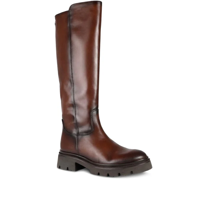 Gabor Leather Chunky Sole Long Boots - GAB44504 / 330 012 - Cognac Leather