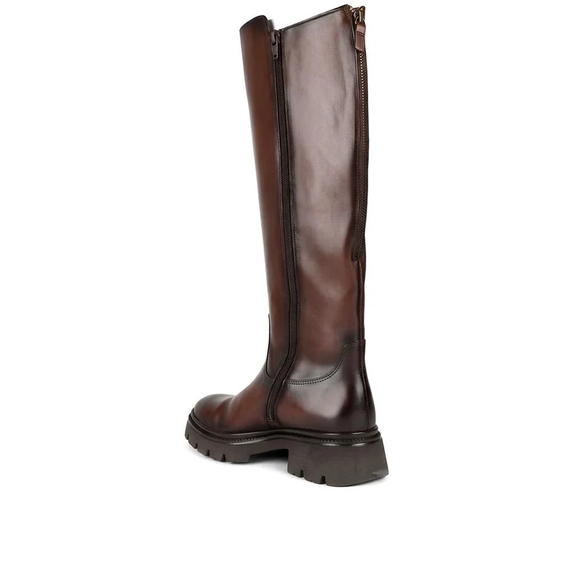 Gabor Leather Chunky Sole Long Boots - GAB44504 / 330 012 - Cognac Leather
