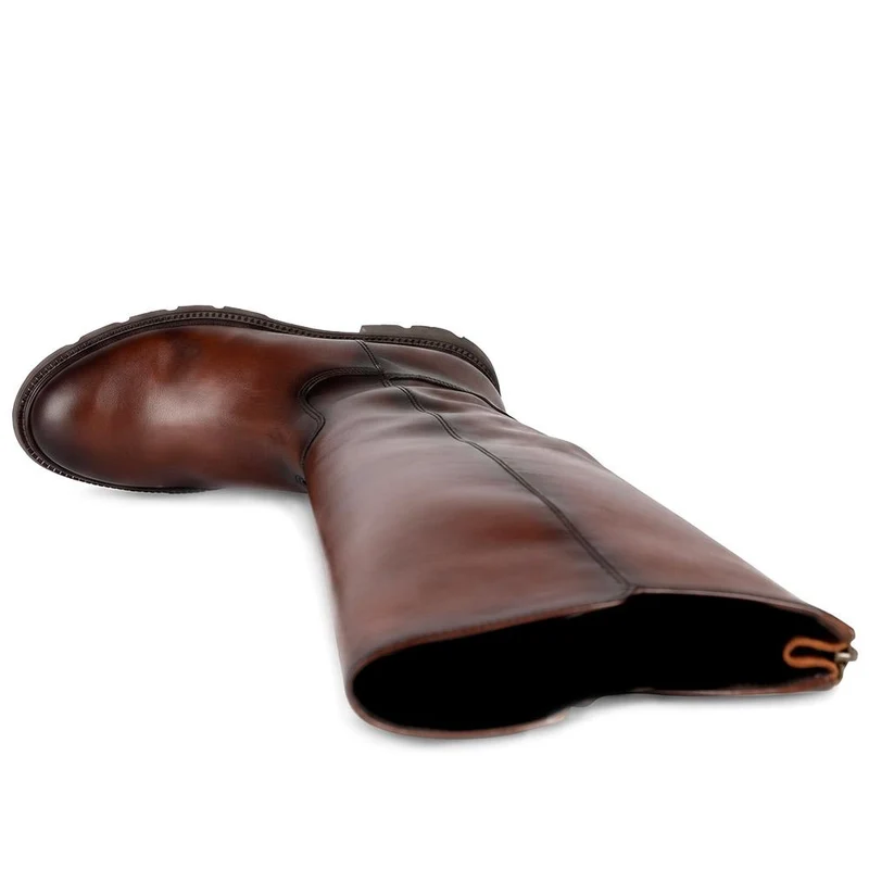 Gabor Leather Chunky Sole Long Boots - GAB44504 / 330 012 - Cognac Leather
