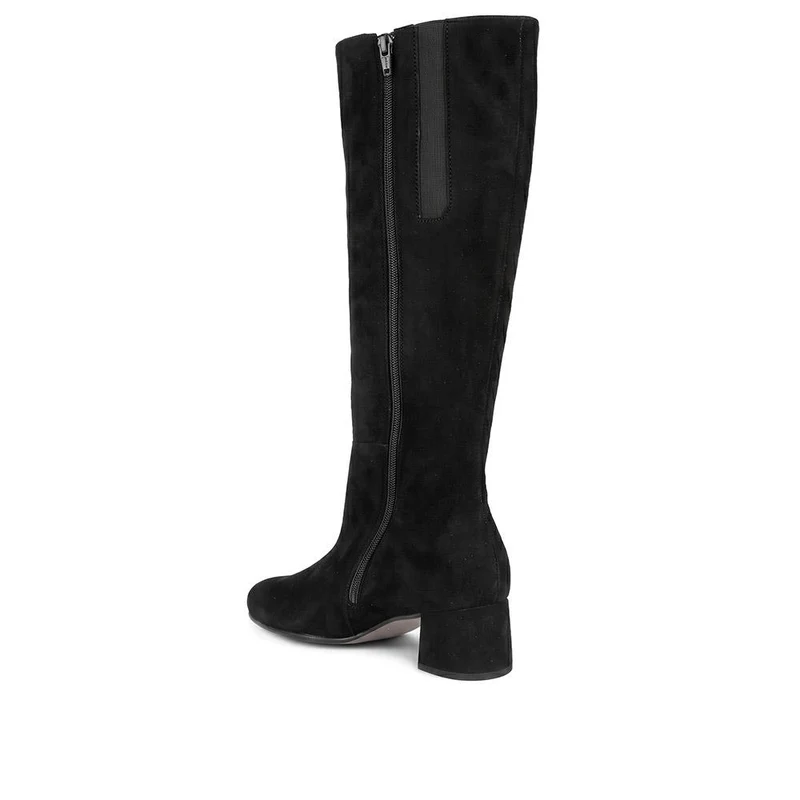 Gabor Leather Block Heel Long Boots - GAB44500 / 330 008 - Black Suede