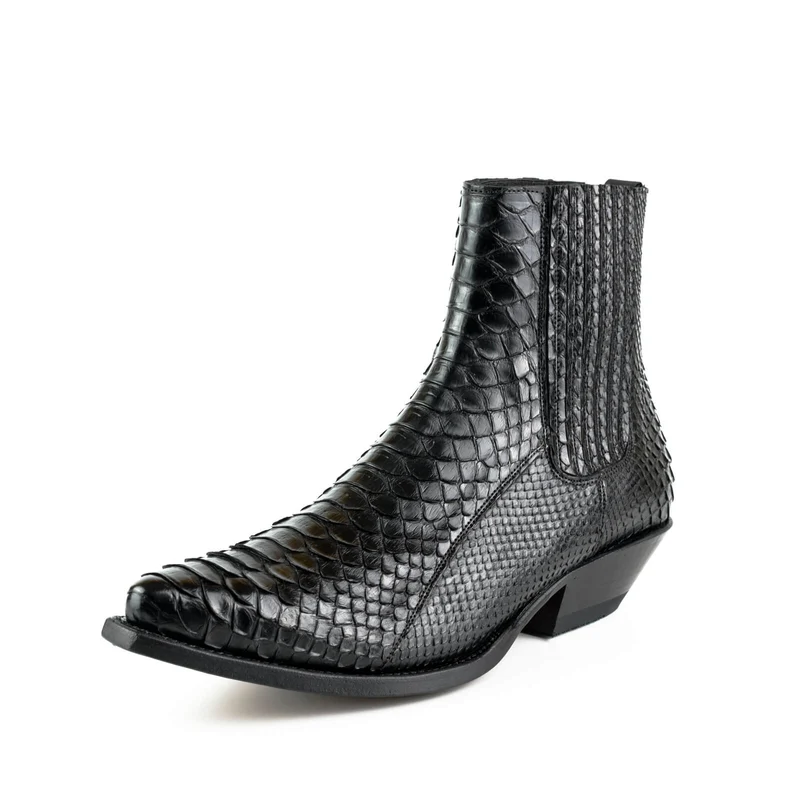 Exotische Stiefeletten Herren 2575 Exotisches Leder Schwarz