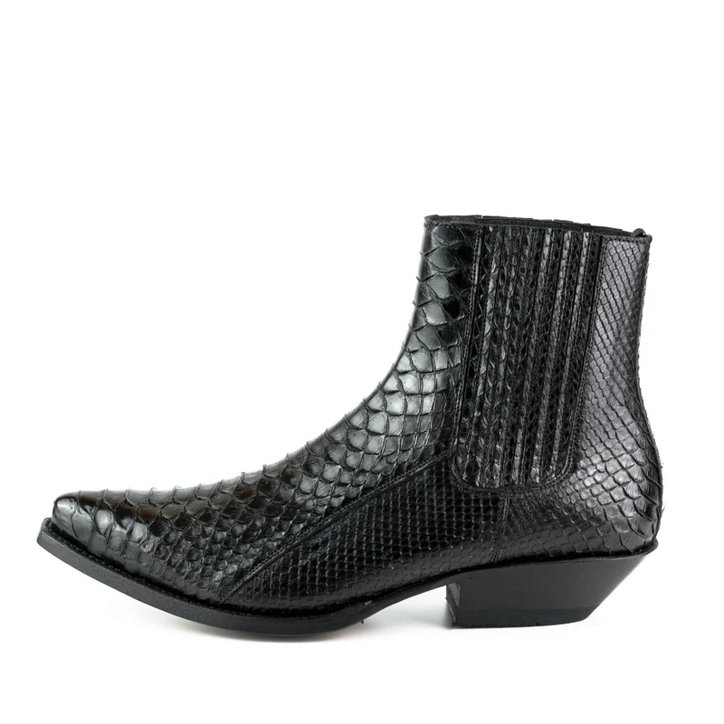 Exotische Stiefeletten Herren 2575 Exotisches Leder Schwarz