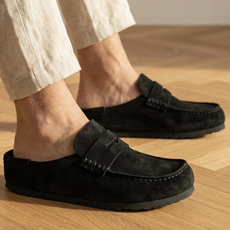 Birkenstock Naples Leather Penny Loafers - BIRK44503 / 330 031 - Black Suede