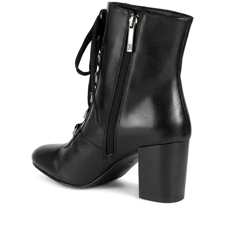 Liana Wide Fit Lace Up Heeled Ankle Boots - LIANAWIDE / 329 770 - Black Leather