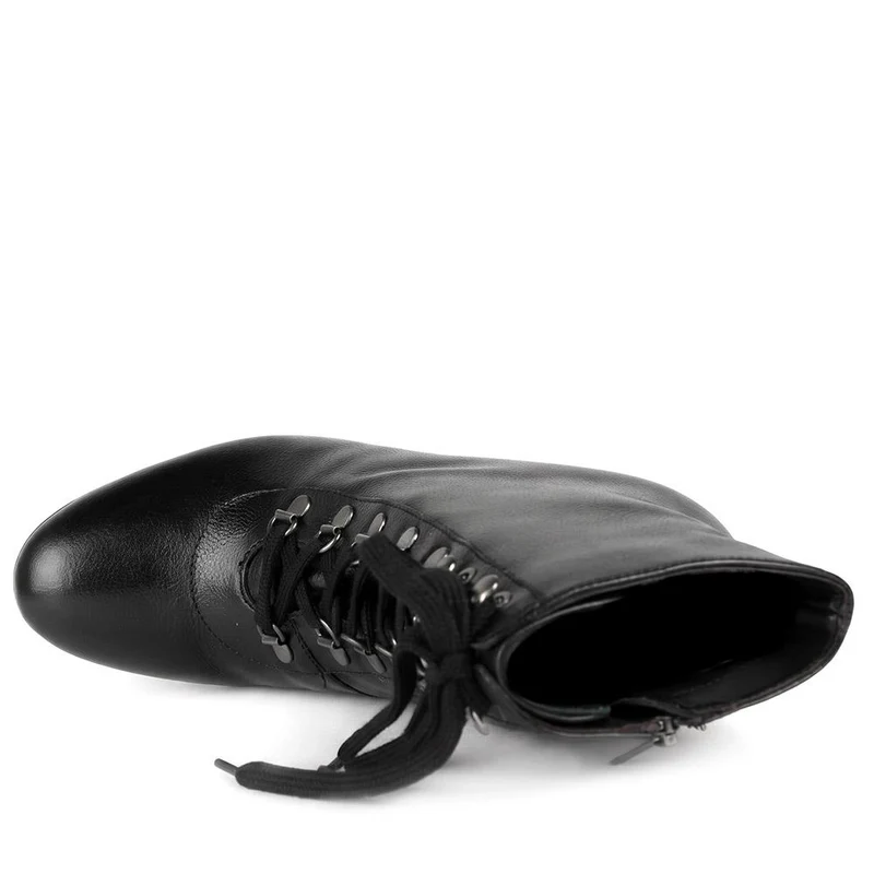 Liana Wide Fit Lace Up Heeled Ankle Boots - LIANAWIDE / 329 770 - Black Leather
