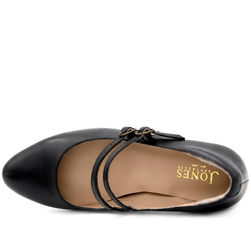 Xanthi Wide-Fit Heeled Mary Janes - XANTHIWIDE / 328 521 - Black Leather