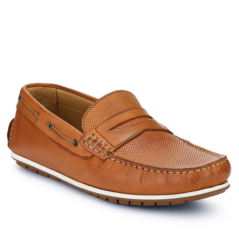 Parks Casual Leather Moccasins - PARKS / 327 313 - Tan