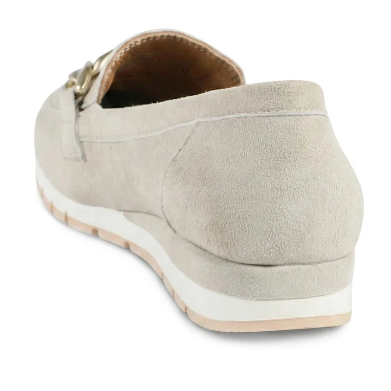 Orsa Leather Chain Detail Loafers - ORSA / 329 027 - Beige