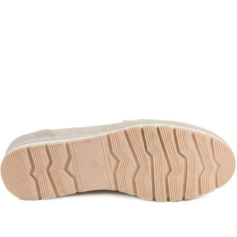 Orsa Leather Chain Detail Loafers - ORSA / 329 027 - Beige