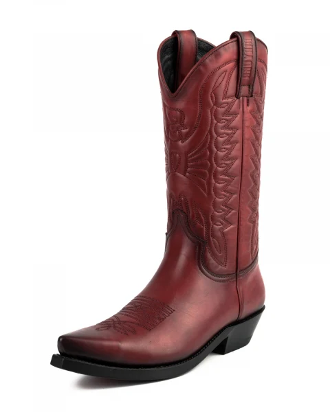 Cowboystiefel für Damen und Herren, handgefertigt aus rotem Leder, 1920-15.-18. Jh. Texas
