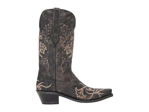 Westernstiefel CowboyStiefel für Damen handgefertigt, aus grauem Leder und weißen Blumen, LF1587E
