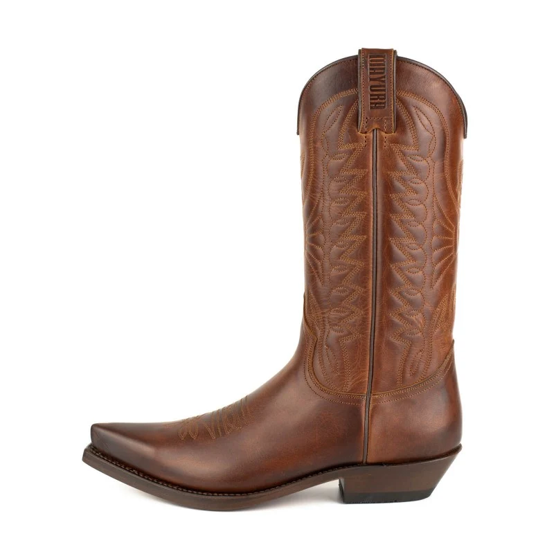 Cowboystiefel für Damen und Herren, handgefertigt aus braunem Leder, 1920 FR Texanas