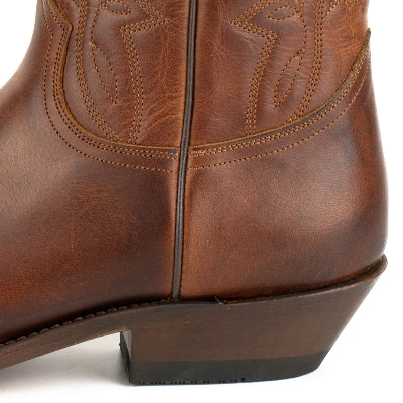 Cowboystiefel für Damen und Herren, handgefertigt aus braunem Leder, 1920 FR Texanas