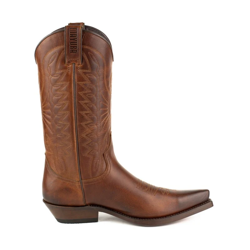 Cowboystiefel für Damen und Herren, handgefertigt aus braunem Leder, 1920 FR Texanas