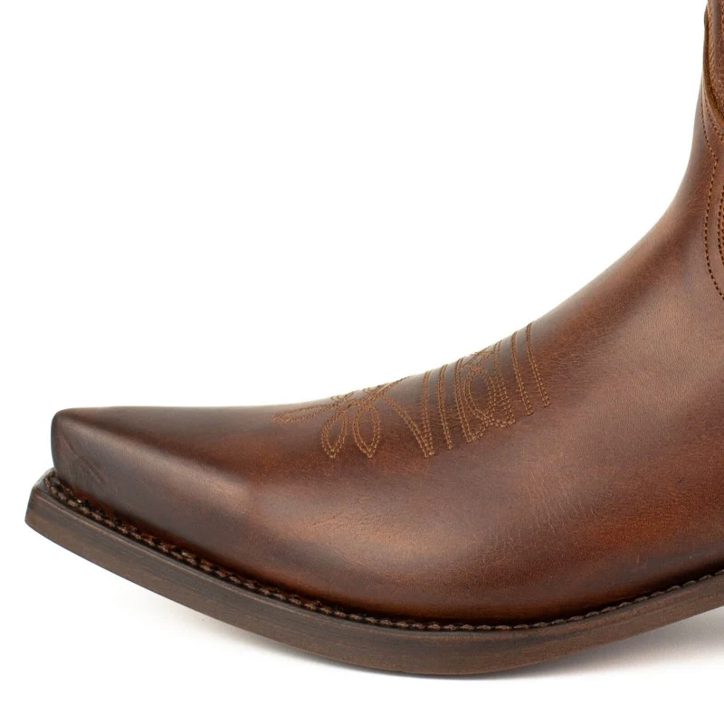 Cowboystiefel für Damen und Herren, handgefertigt aus braunem Leder, 1920 FR Texanas