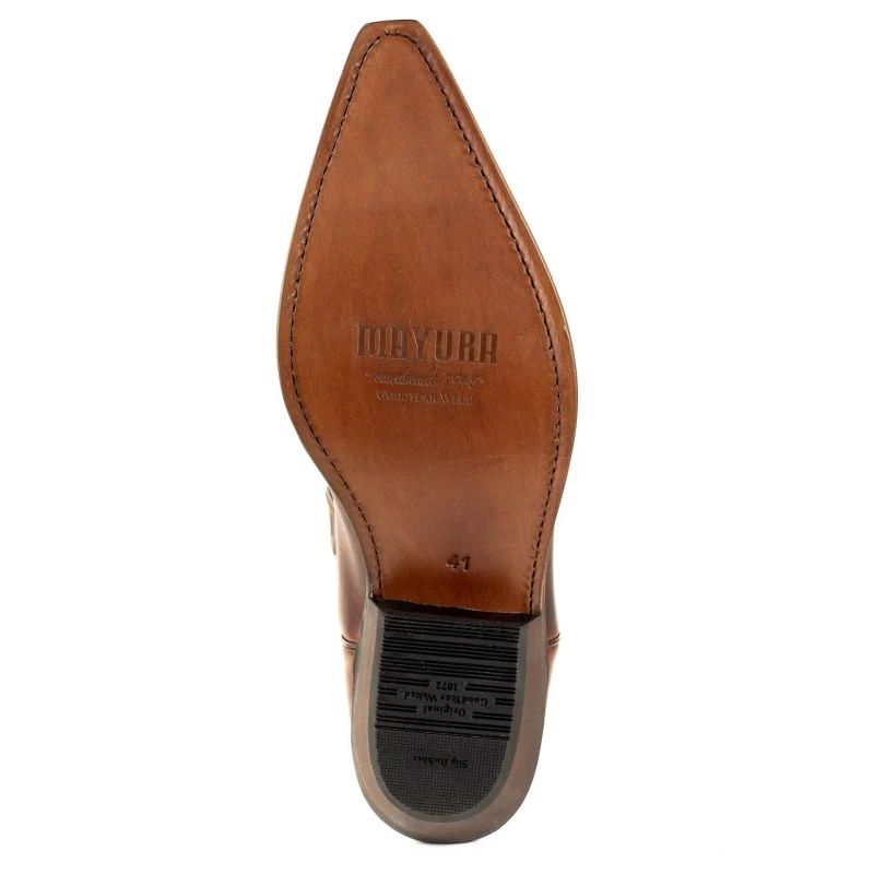 Cowboystiefel für Damen und Herren, handgefertigt aus braunem Leder, 1920 FR Texanas