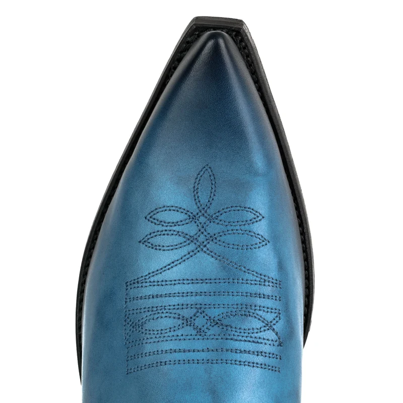 Cowboystiefel für Damen und Herren, handgefertigt aus blauem Leder, 1920, Texas