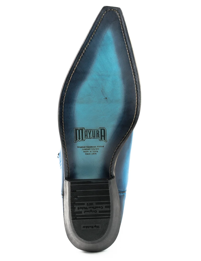 Cowboystiefel für Damen und Herren, handgefertigt aus blauem Leder, 1920, Texas
