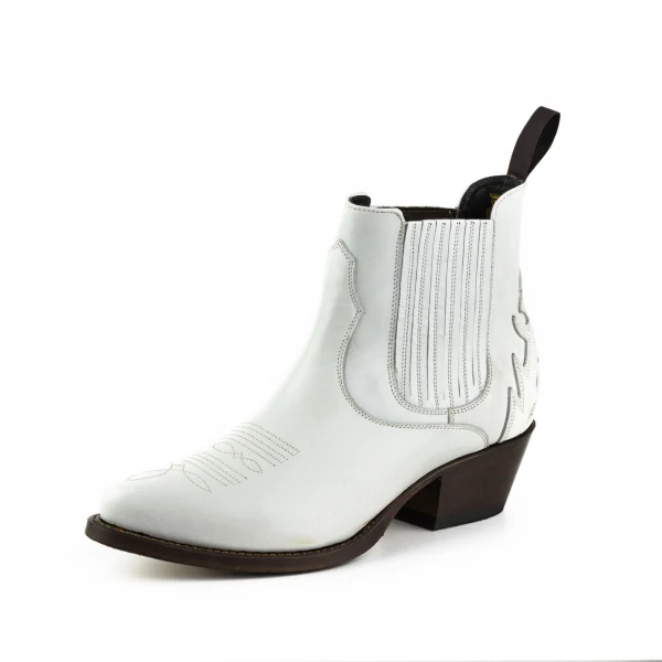 Handgefertigte Damenstiefel oder Stiefeletten aus weißem Urban-Leder 2487