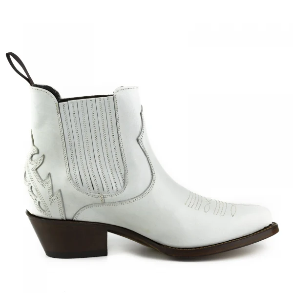 Handgefertigte Damenstiefel oder Stiefeletten aus weißem Urban-Leder 2487