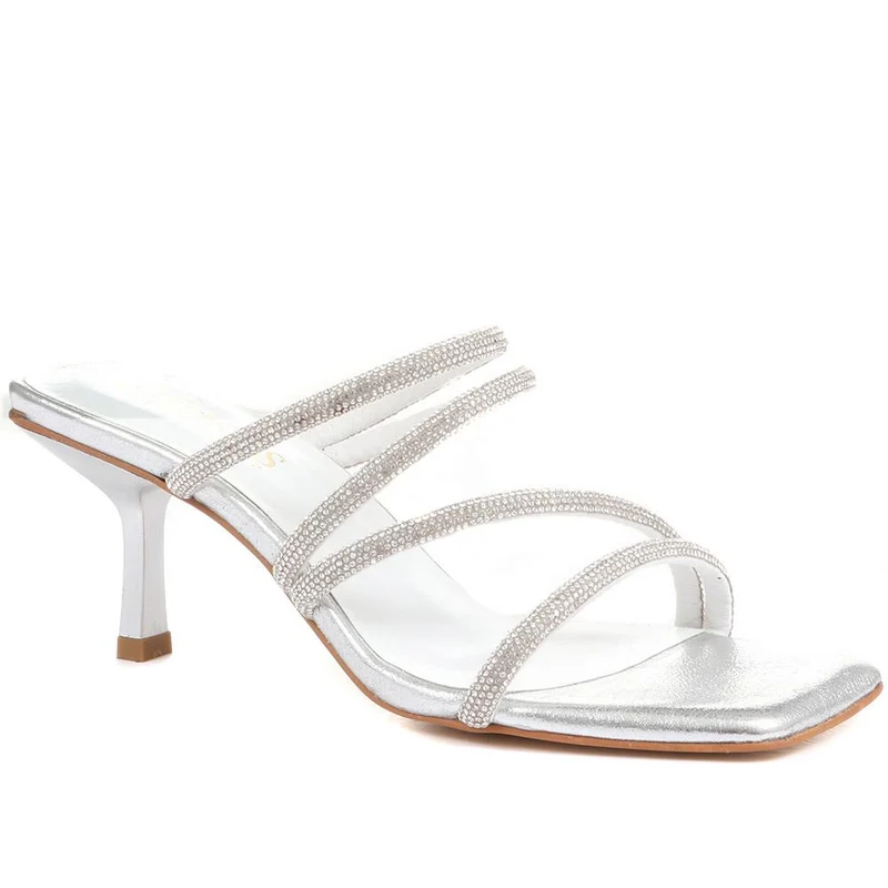 Bertilla Diamante Heeled Mules - BERTILLA / 323 167 - Silver