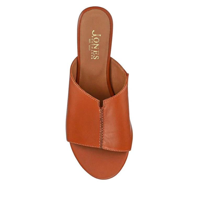 Jocelyn Leather Wedge-Heel Mules - JOCELYN / 327 083 - Tan