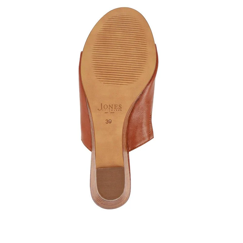 Jocelyn Leather Wedge-Heel Mules - JOCELYN / 327 083 - Tan