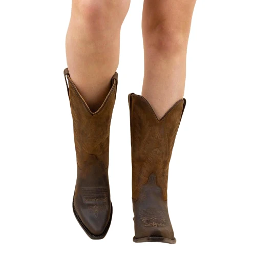 Westernstiefel CowboyStiefel für Damen handgefertigt, braunes Leder, LF1511E