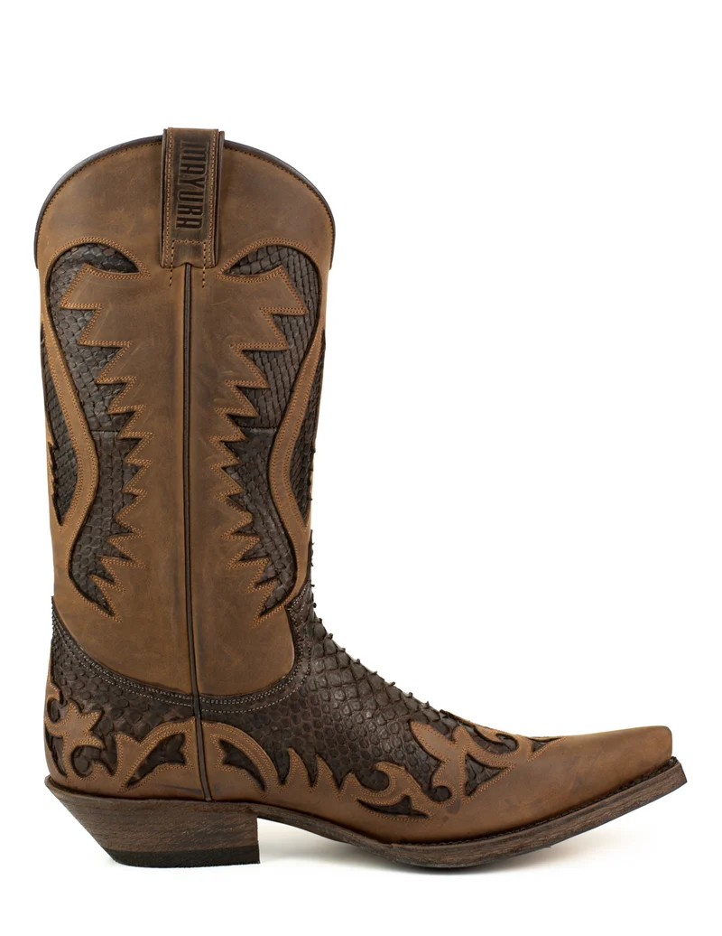 Handgefertigte Westernstiefel CowboyStiefel für Herren aus dunkelbraunem geöltem Leder 2567 Texanas