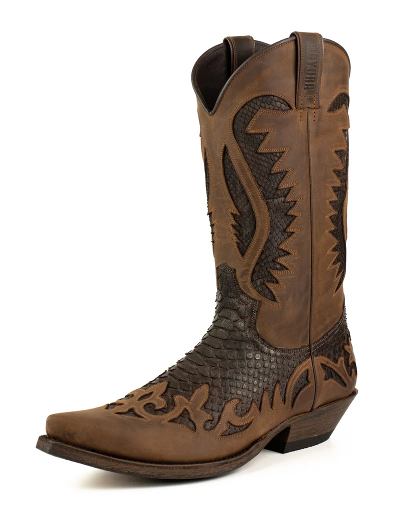Handgefertigte Westernstiefel CowboyStiefel für Herren aus dunkelbraunem geöltem Leder 2567 Texanas